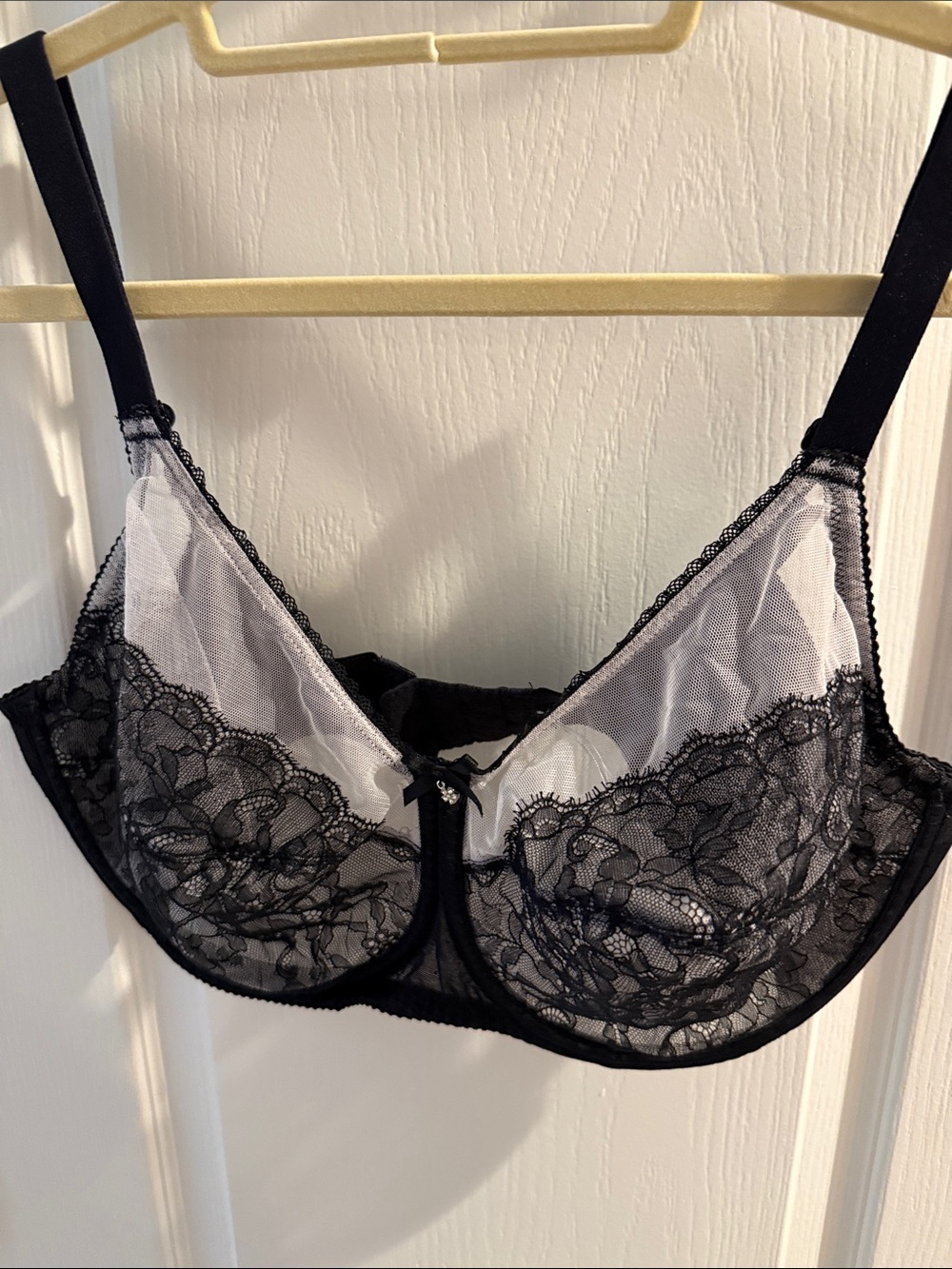 Wacoal Black Lace Underwire Bra with Sheer Panels